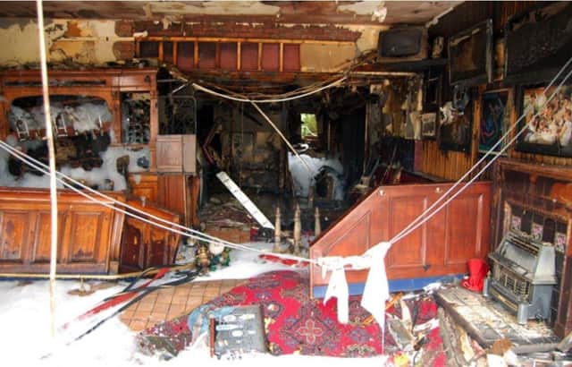 The inside of the Balmoral pub following the fire,  looking twards the room where Ewan Williamson was trapped