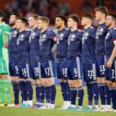 Craig Gordon, second from the left, made his 66th appearance for Scotland in the 2-2 draw in Austria. Picture: Getty