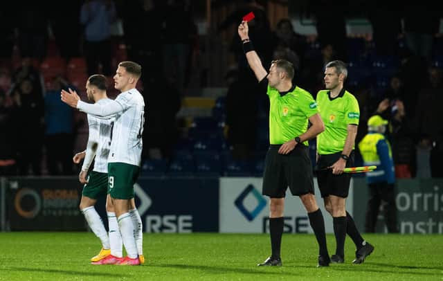 Martin Boyle is shown a straight red card after the final whistle