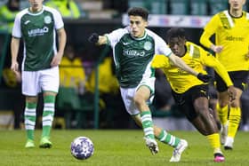 Malik Zaid in action for Hibs Under-19s against Borussia Dortmund