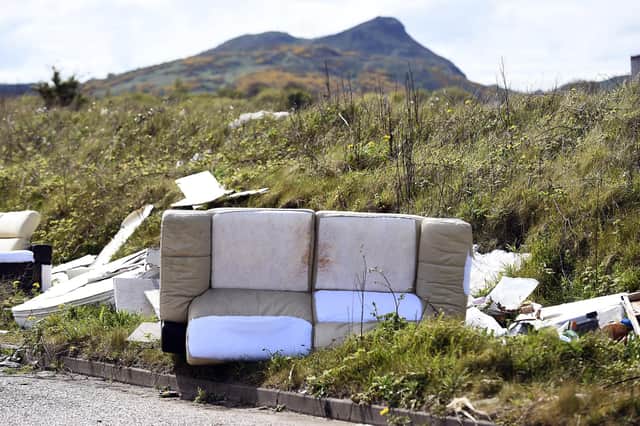 A fly-tipped sofa and other waste on Edinburgh's Marine Esplanade (Picture: Lisa Ferguson)