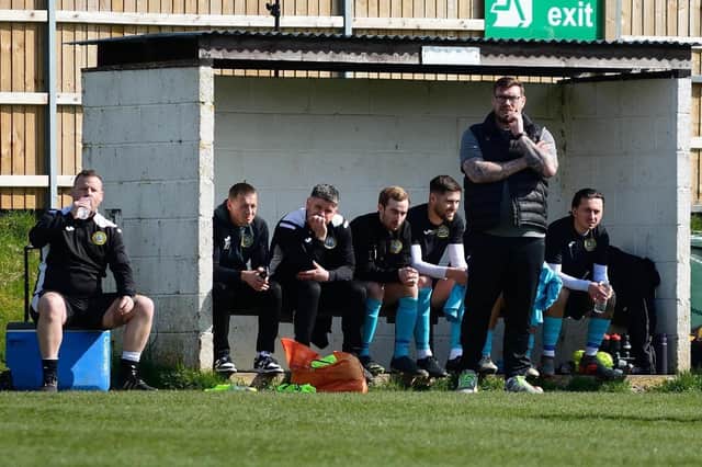 Kevin Haynes (centre) hopes to lead Dunbar to the First Division title tomorrow (Pic: Dunbar United)