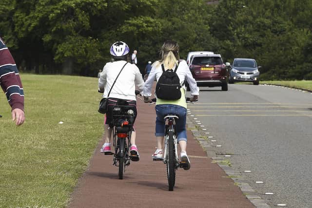 Cyclists and walkers can come into conflict on paths, only some of which are designed for both. Picture: Lisa Ferguson