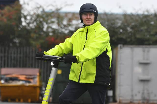 The Scotsman transport correspondent Alastair Dalton was trying out an e-scooter for the first time. Picture: John Devlin