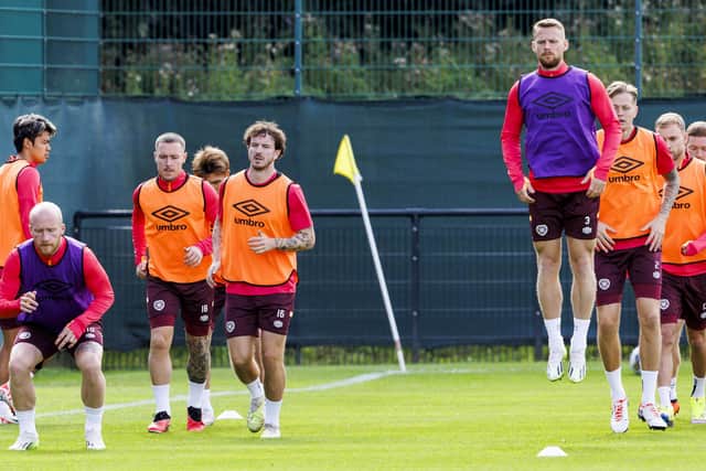 Hearts trained at Riccarton on Wednesday morning before Thursday's tie against PAOK Salonika. Pic: SNS
