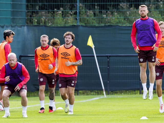 Hearts trained at Riccarton on Wednesday morning before Thursday's tie against PAOK Salonika. Pic: SNS