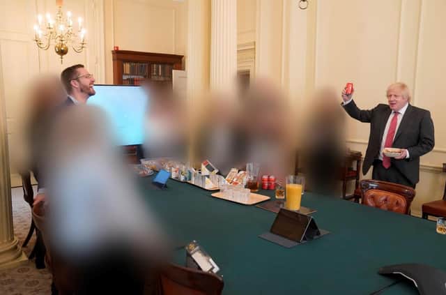 Boris Johnson at a gathering in 10 Downing Street on the Prime Minister's birthday during the Covid lockdown (Picture: handout/UK Government via Getty Images)