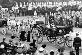 Queen Elizabeth II and the Duke of Edinburgh arrive at Edinburgh Castle for the Ceremony of the Keys at the start of the coronation state visit to the Capital.