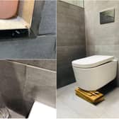 Angus Thomson says he has been left with a "shoddy" bathroom after paying for Bagno Design to do the work. Pictures: Supplied