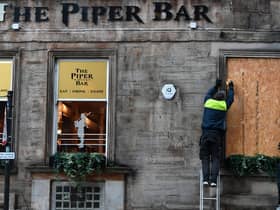 The Piper Bar in Glasgow is boarded up last week