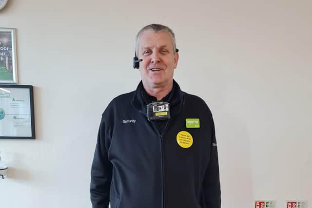 Iain Mowbray, an Asda Livingston security colleague, has been commended for his courageous actions which helped save the life of a customer who collapsed outside the store.