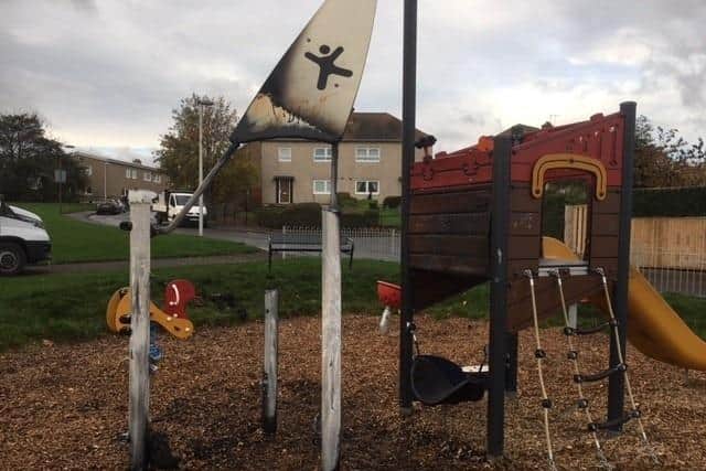 East Lothian Council have closed part of the play park after it was damaged in a deliberate fire.