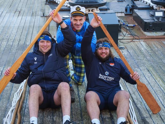 Grant Gilchrist, Rob Wainwright, and Pierre Schoeman are taking part in the Edinburgh challenge for Doddie Weir (Tony Marsh)
