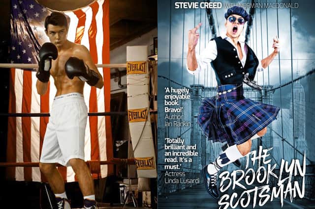 Stevie McGhee as a teenager when he was training in top New York boxing gym (left) and the cover of Stevie McGhee’s autobiography, The Brooklyn Scotsman.