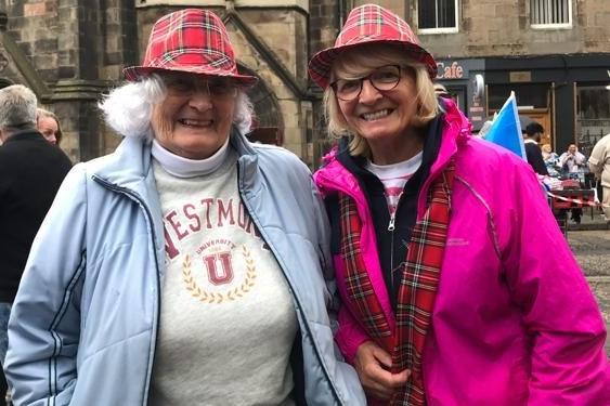 Fans dress up ahead of Rod Stewart gig at Edinburgh Castle on July 6, 2023.