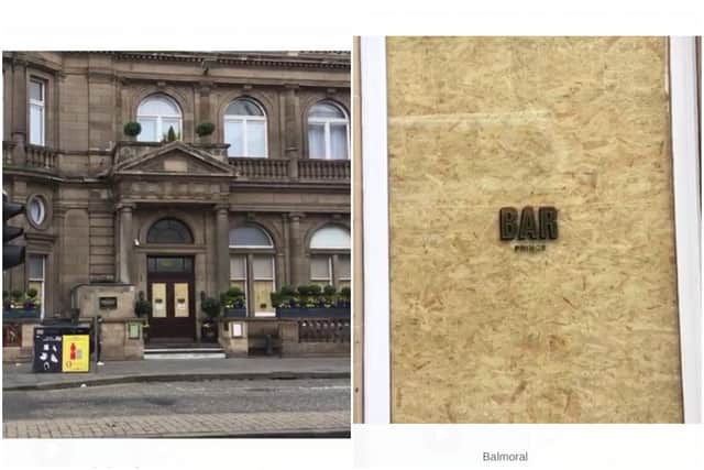 Footage shows The Balmoral in Edinburgh boarded up following lockdown measures