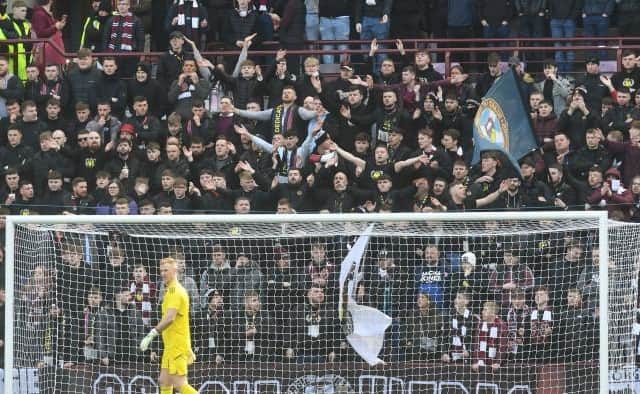 The Gorgie Ultras in the Gorgie Stand during the Scottish Cup tie against Celtic earlier this year. Picture: SNS