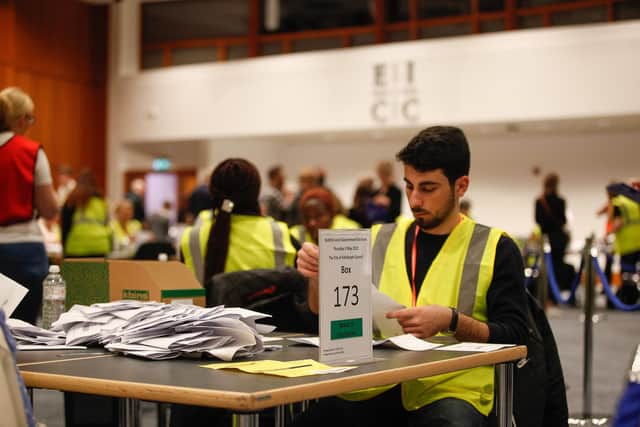 The votes were counted at the Edinburgh International Conference Centre.   Photo: Scott Louden