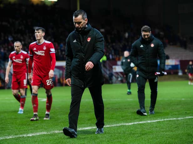 Stephen Glass after Aberdeen's 2-1 loss to Motherwell.  (Photo by Craig Foy / SNS Group)