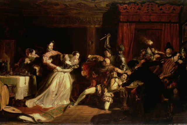 The Murder of David Rizzio, private foreign secretary to Mary Queen of Scots, 1833, by Allan, Sir William (1782-1850)