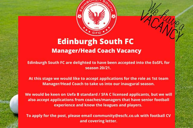 Edinburgh South are looking for a head coach.