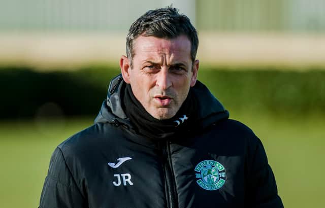 Jack Ross takes training on Tuesday ahead of Hibs' trip to Ross County in the cinch Premiership. Picture: SNS