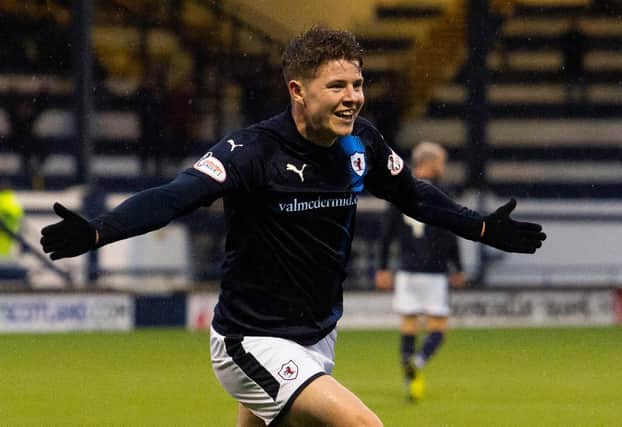 Kevin Nisbet celebrates scoring for Raith Rovers in May 2019