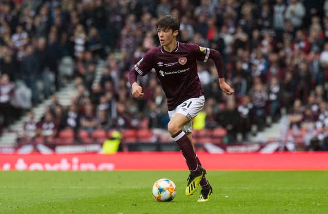 Aaron Hickey making his second start for Hearts in the 2019 Scottish Cup final. Picture: SNS