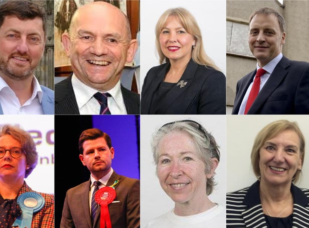Clockwise from top right: Councillors Day, Aldridge, Cameron, Arthur, Griffiths, Watt, Dalgleish, and Mowatt