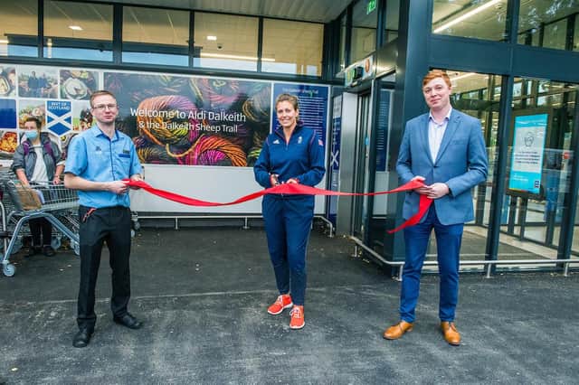 The new Aldi store in Dalkeith was opened with the help of Team GB athlete Gemma Gibbons. Photo - Chris Watt.