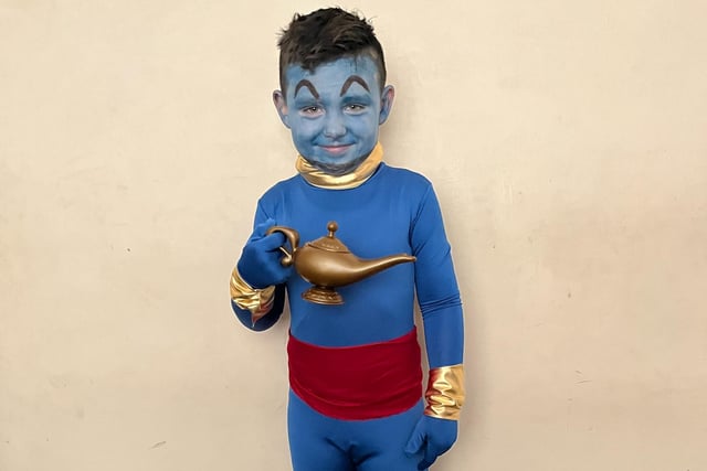 Logan as the genie from Aladdin