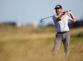 Louis Oosthuizen watches his shot on the 13th hole during day three of the 149th Open at Royal St George’s in Kent. Picture: Christopher Lee/Getty Images.