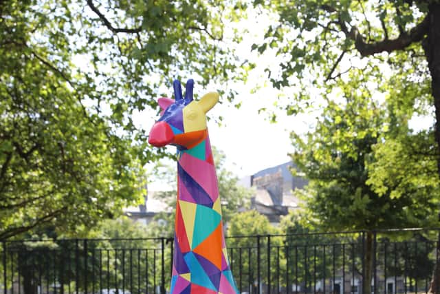 Kaleidoscope Giraffe can be found at Charlotte Square in the city's west end.