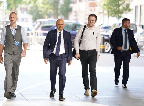 Former health secretary Sajid Javid arrives at BBC Broadcasting House in London, to appear on the BBC One current affairs programme, Sunday Morning. Picture date: Sunday July 10, 2022.