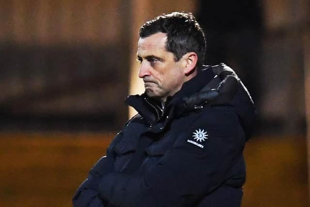 DINGWALL, SCOTLAND - NOVEMBER 24: Hibs Manager Jack Ross during a cinch Premiership match between Ross County and Hibernian at The Global Energy Stadium, on November 24, 2021, in Glasgow, Scotland. (Photo by Ross MacDonald / SNS Group)