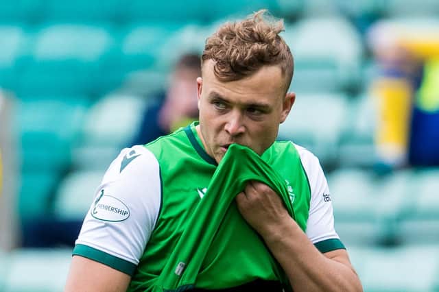 Ryan Porteous is pictured at full time following Hibs' 1-0 defeat by St Johnstone