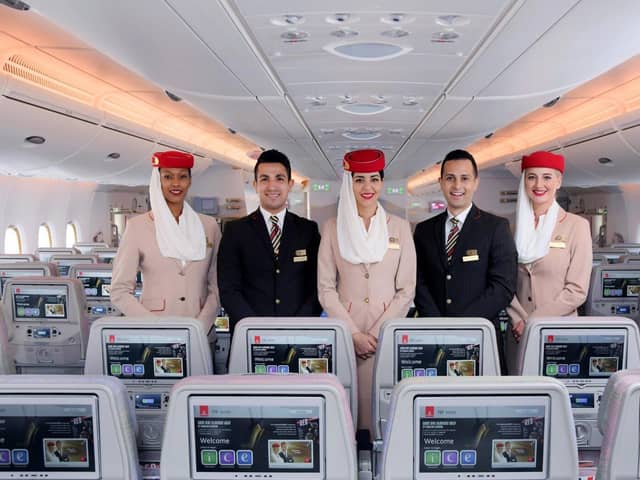 Cabin Crew on an Emirates Flight