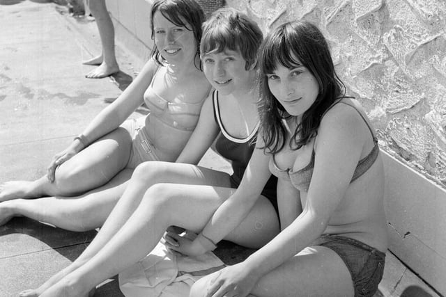 Three girls sunbathing on Portobello Beach in summer 1965.