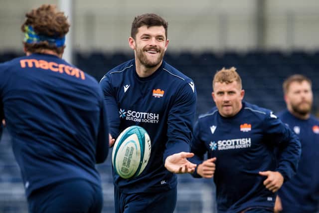 Blair Kinghorn was back training with Edinburgh on Tuesday after a gruelling journey. (Photo by Ross Parker / SNS Group)