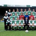 The Hibs squad line up for the traditional team photo prior to the start of the 1993/94 season