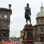 Robert Burns: Reinstated statue unveiled in Leith on Burns Night following tram works forcing its removal. (Picture credit: Lisa Ferguson/JPIMedia)