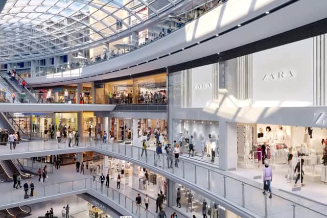A first glimpse inside the galleria shows 'world class' retail fits