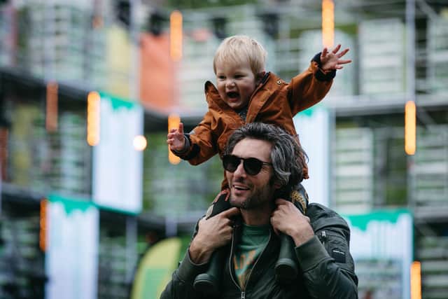 Father and son Joakim Leijon and Jack Hamilton enjoyed the opening day of the Dandelion Festival in Glasgow's Kelvingrove Park.