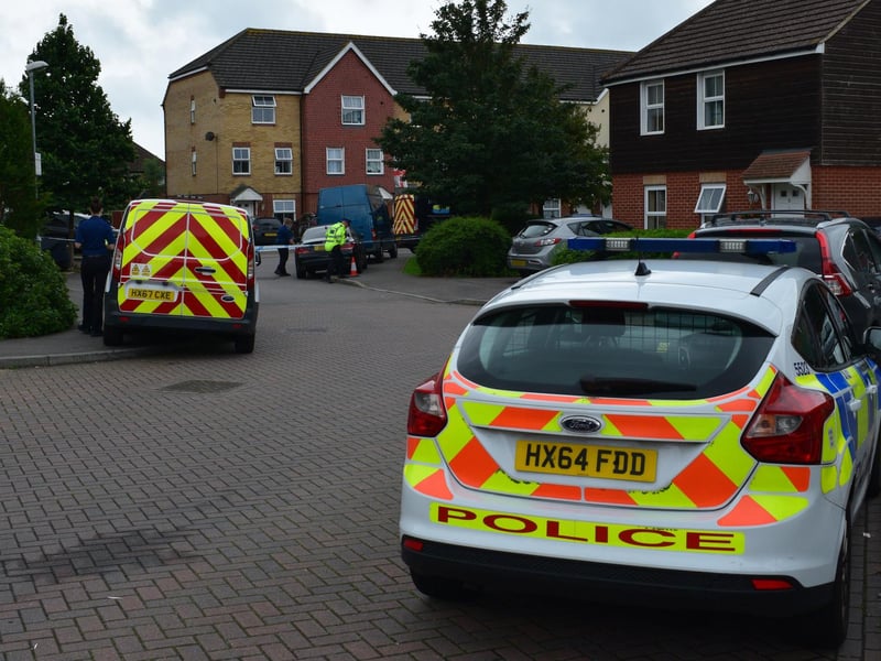 Pictures of police in East Shore Way, Milton, this afternoon. Picture: Stuart Vaizey