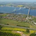 Aerial view of the land at Builyeon Road and the Forth bridges.