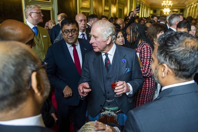 King Charles met with between 200 and 300 guests of British Indian, Pakistani, Bangladesh, Sri Lankan, Nepalese, Bhutanese and Maldivian heritage from across the UK.