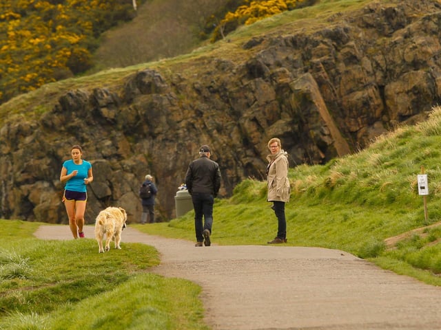 Walkers in Holyrood Park.