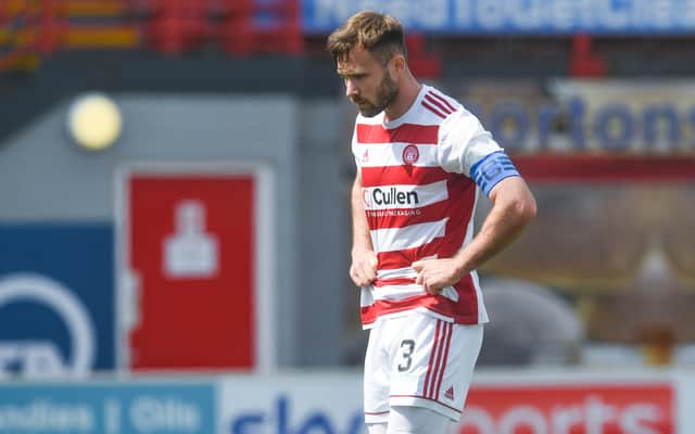 Scott McMann captained Hamilton Accies in their final match in the Scottish Premiership last Sunday. Picture: SNS