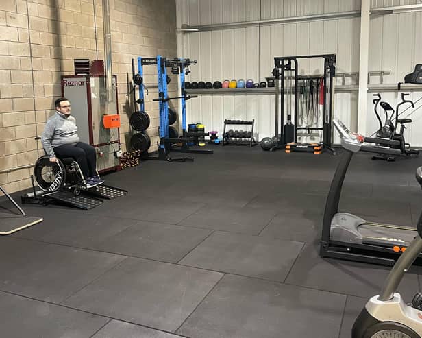 Disabled client John Bateman, pictured at DR Inclusive Fitness gym at Straiton.