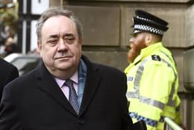 Former First Minister Alex Salmond leaves the High Court in Edinburgh on day four of his trial. Picture: Lisa Ferguson